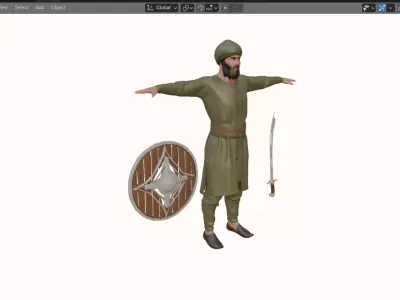 Realistic Arabian Desert Warrior 3D Model  Rigged  Game Ready Low-poly 3D model 2