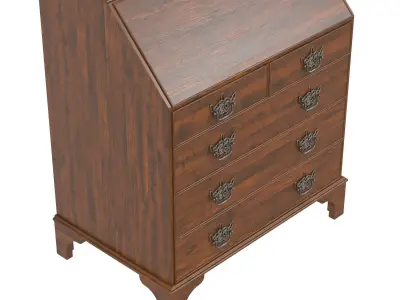 Georgian Bureau Bookcase Period Mahogany Antique 1800 3D model