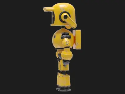 Cute smart robo worker  Low-poly 3D model