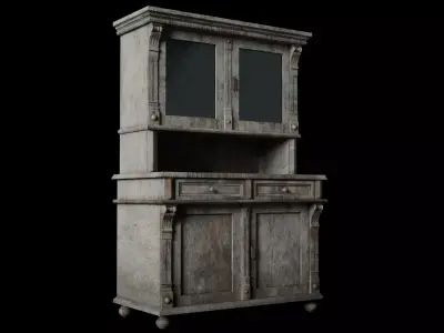 Old worn kitchen cabinet Low poly 3d Model Low-poly 3D model