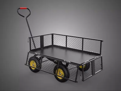 REMOVABLE MESH SIDE PANEL TROLLEY CART WAGON DOLLY UTILITY FOLD 3D model