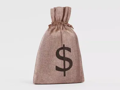 Jute Money Bag - Burlap Sack with Dollar Symbol 3D model
