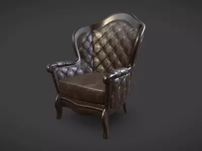 Fireplace Armchair Low-poly 3D model