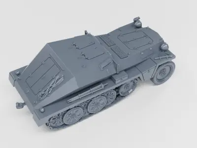 Sd Kfz 252 Leichte Gepanzerte and trailer 3D print model