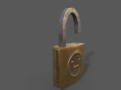 Padlock and chain ring Low-poly 3D model