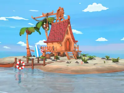 Beach House  Low-poly 3D model