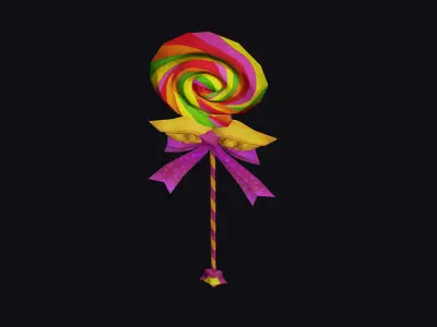 Wand Lollipop Magical Candy Wizard Scepter Weapon Stick Low-poly 3D model