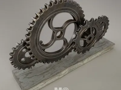 Gears three metal 3D model