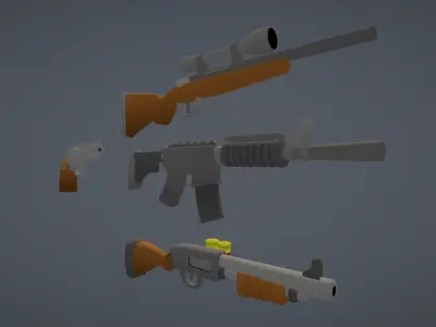 Poly World - Toon Guns Low-poly 3D model