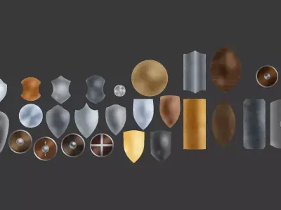 Shield Models Assetpack Hand Painted Low-poly 3D model