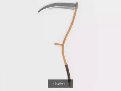  4 Scythes Collection - Realistic Tools 3D Model Pack