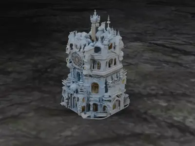 White Stone Castle  Fantasy Medieval Fortress 3D Model Low-poly 3D model