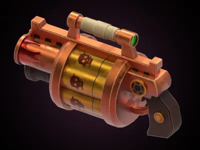 Stylized Fire Revolver 3D model