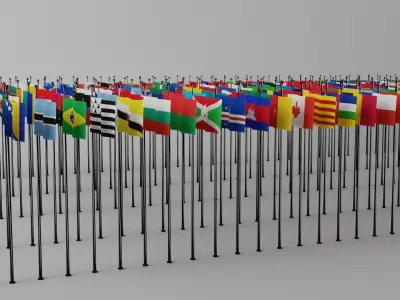 All World Countries Flags Low-poly 3D model
