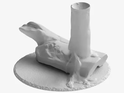 Candle and wooden holder 3D model