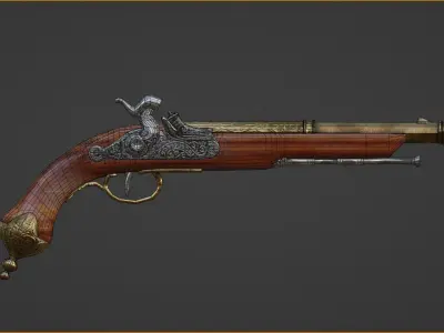 Percussion Gun Brescia Italia 1825 Low-poly 3D model