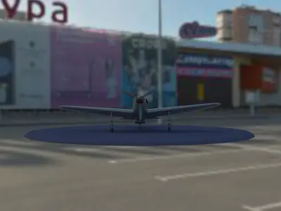 airplane in parking lot Low-poly 3D model