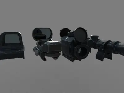 Tactical Sights Pack 3D model Low-poly 3D model