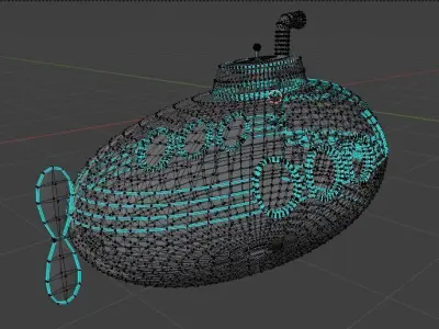 Small toon sub Low-poly 3D model