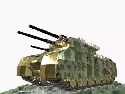 Landkreuzer P 1000  Ratte Low-poly 3D model