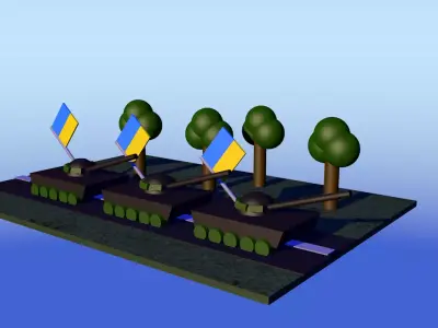Tank T 72 Low-poly 3D model