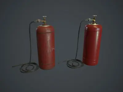 50 Liter Gas Cylinder With Hose PBR Game Ready Low-poly 3D model