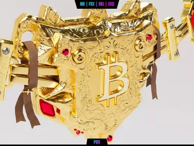 OLD MEDIEVAL BITCOIN NECKLACE - NFT READY 3D model