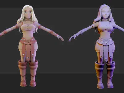 Fantasy Warrior Girl Character-Stylized 3D model
