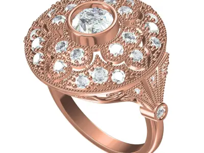 Floral Design Vintage Wedding Ring 3D print model