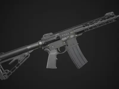 AR-15 Rifle Game Ready Low-poly 3D model