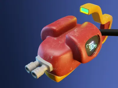 cartoon game prop gun weapons and flamethrowers in animal shapes 3D model