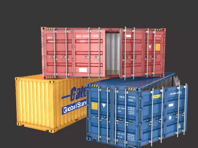 20 FT Side Opening Container Low-poly 3d model Low-poly 3D model