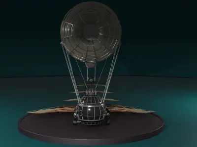 airship airplane with parachute 3D model