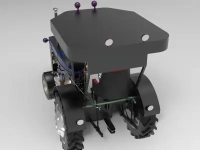 Vintage Tractor CASE Low-poly 3D model