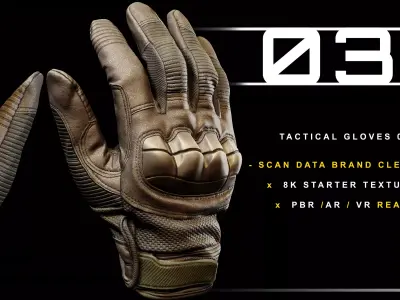 Tactical Gloves 031 Low-poly 3D model
