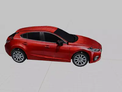 Low Poly Red Hatchback Car 3D Model Low-poly 3D model
