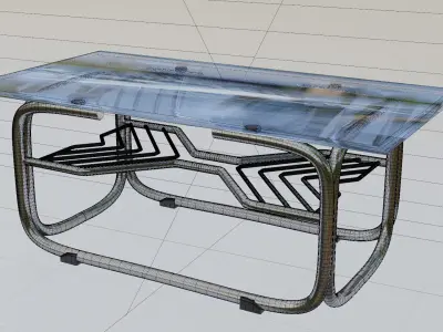 Glass CoffeTable Classic old Vintage 3D Model 3D model