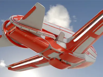 Futuristic airplane  Low-poly 3D model