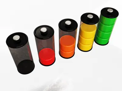 Battery Icon Set Low-poly 3D model