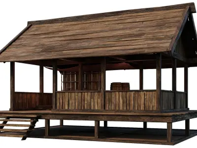 Old Wooden Shed Building House 4K Textures GameReady 78 Low-poly 3D model