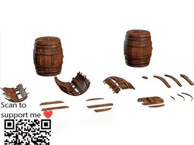 Wooden barrels 3D model by fllippi
