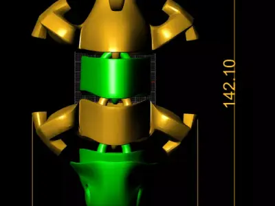 Futuristic Green and Yellow Creature 3D print model