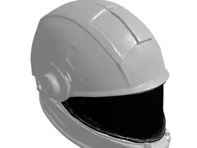 Sleek Space Helmet with Cracked Visor 3D model
