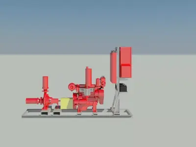 Parametric Diesel Fire Pump Revit MEP Family 3D model