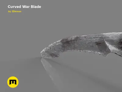 Curved War blade Low-poly 3D model