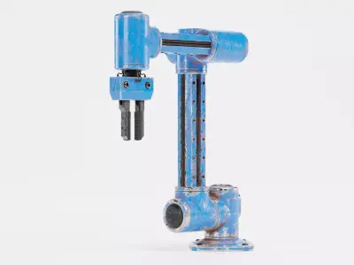 Robotic Arm with Claw and Worn Finish - V4 Rigged 3D model