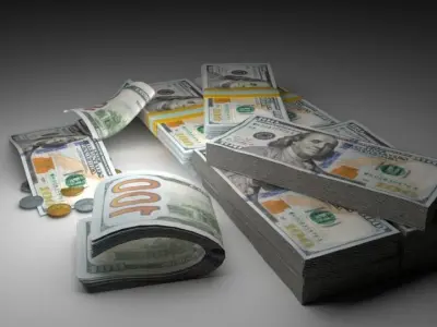 Dollar bills  stack and coins 3d model  Low-poly 3D model