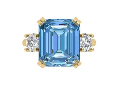 Emerald 3 Stone Ring 3D print model order
