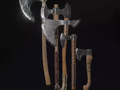 Viking Axe pack PBR Low poly game ready Low-poly 3D model