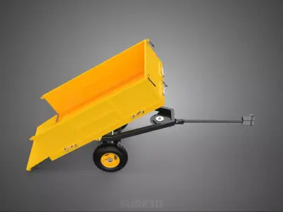 HEAVY DUTY TIPPING DUMP TRAILER CARGO CART WAGON TRACTOR VEHICLE 3D model